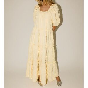 ZOCO Yellow Puff Sleeve Maxi Dress